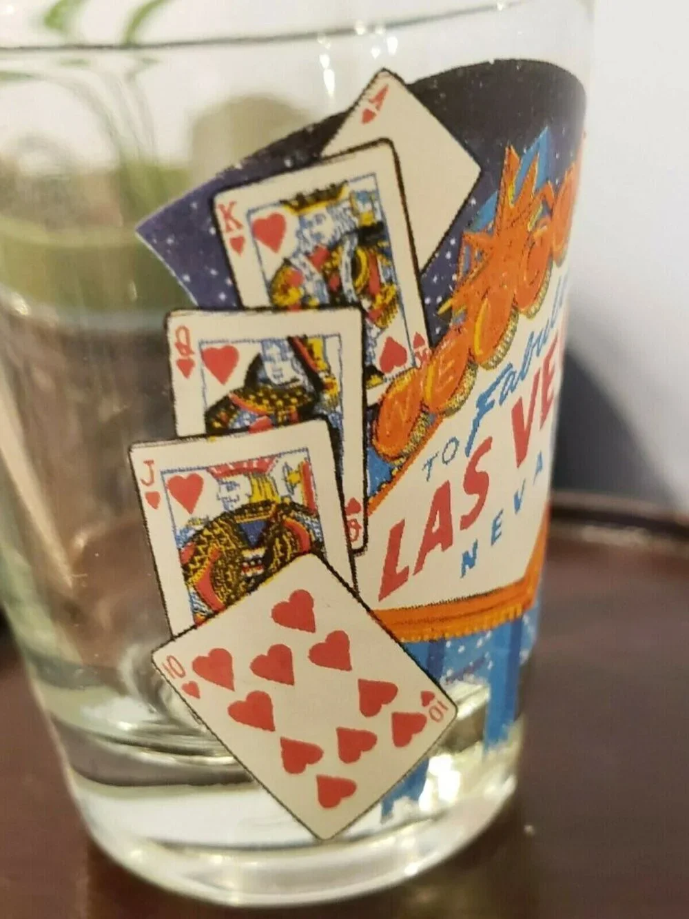 Las Vegas Souvenir Welcome Sign Shot Glass Strip Sin City Cards Dice Vintage